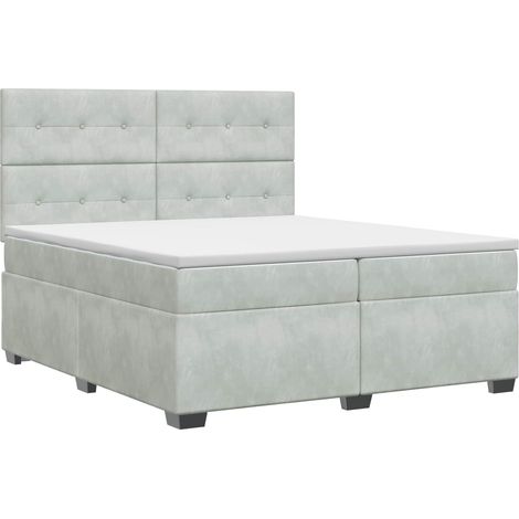 Maison Exclusive - Letto box spring con materasso Grigio Chiaro 200 x 200 cm (1/5)