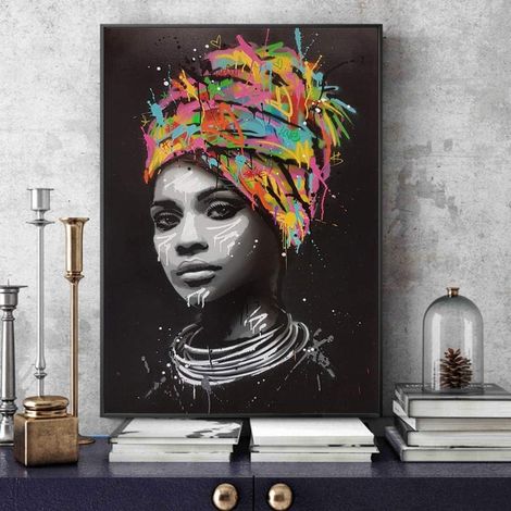 Portrait de femme africaine sur toile (sans cadre) (1/5)