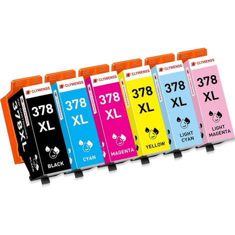 378 XL Cartouches d'encre Compatibles avec Epson 378XL Multipack pour Expression Photo XP-8500 XP-8505 XP-8600 XP-8605 XP-8606 XP-8700 XP8500 XP8505 XP8600 XP8605 XP8606 XP8700, 6-Couleurs (1/5)