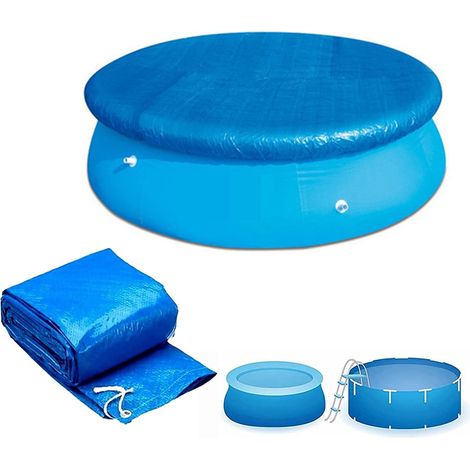 Couverture de piscine hors sol, couverture de piscine anti-poussière, couverture de piscine ronde avec évent et cordon de serrage (457cm) (1/5)