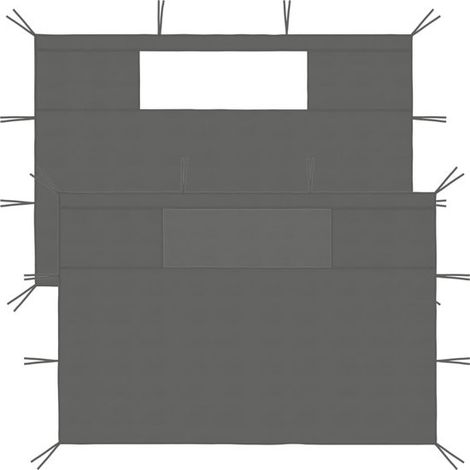 Lot de 2 parois latérales pour pavillon avec fenêtres, universelles, 410 x 210 cm et 280 x 210 cm, anthracite (1/5)