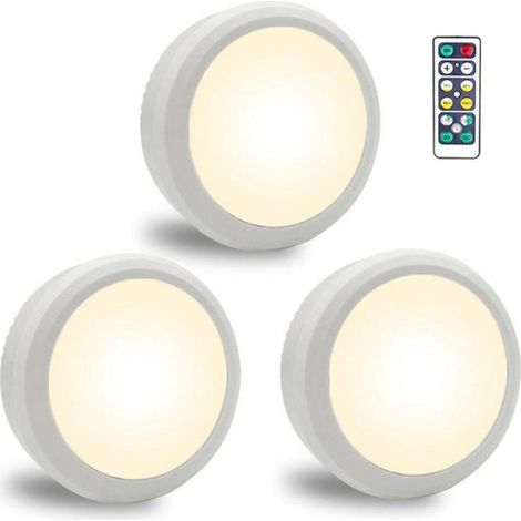 Spots LED sans fil - - Trois pièces - Télécommande incluse - Fixation magnétique ou adhésive