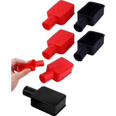 Bornes de Batterie Couvre, 6 Pièces Capuchon Battery Terminal, Caoutchouc Bornes Bouchon Protecteur, Borne de Batterie Couvercle Isolant, pour Voitures, Camions, Moto (1/5)