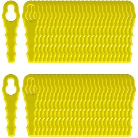Lot de 100 Lames de Rechange compatible pour Ryobi Coupe Bordure, Têtes Double Lames Dentelées RAC155 RAC157 RAC158..DEBUNS (1/5)