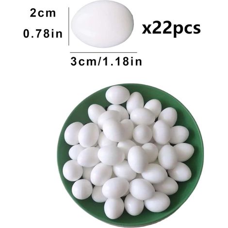 Lot de 22 œufs de pigeon, faux œufs pour oiseaux, faux œufs de pigeon, en plastique, œufs pour oiseaux de pigeon, faux œufs blancs, œufs artificiels avec colombe, faux œufs blancs (1/4)