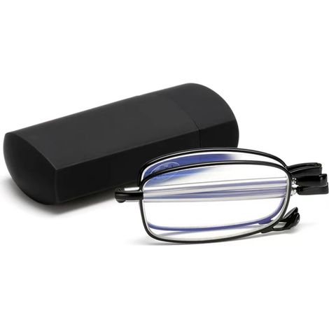Mini-Faltbrille aus Edelstahl mit Blaulichtfilter für Damen und Herren, inklusive Hartschalenetui (1/4)