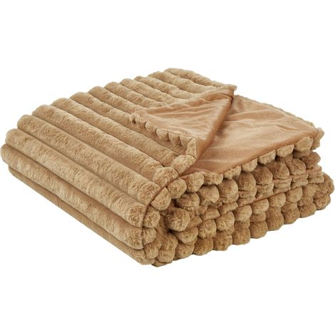 Tagesdecke RAKYA Webpelz 150 x 200 cm Hellbraun