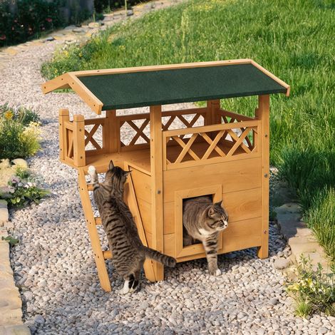 Maison pour chat 2 niveaux 77 x 50 x 73 cm (1/5)