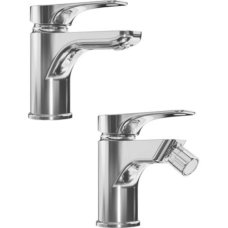 Mélangeur avec lavabo et bidet sans vidange en laiton chromé Mod. Mia (1/3)