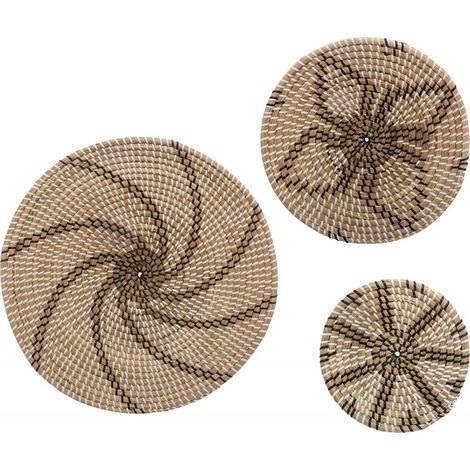 Atmosphera – Ensemble de 3 décorations murales en rotin beige – Paniers en roseau pour décoration intérieure – Dimensions 20/30/45 cm – Ambiance naturelle (1/10)