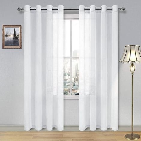 Voilage blanc semi-transparent à œillets, 134 x 240 cm (1/4)