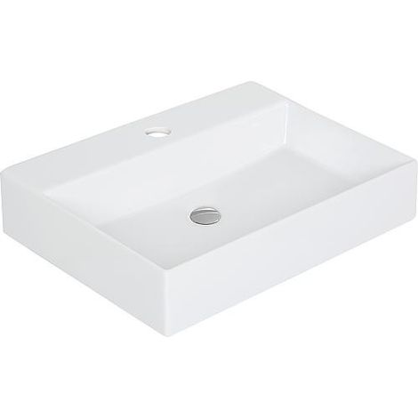 Vasque Elayla avec trou de robinet en céramique, blanc 600x130x450 mm (1/3)