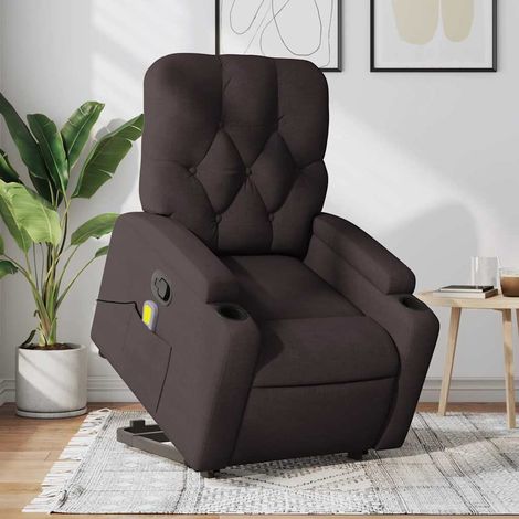 Fauteuil inclinable de massage-Chaise de relaxation-Fauteuil Relax Marron foncé Tissu 476118 (1/5)
