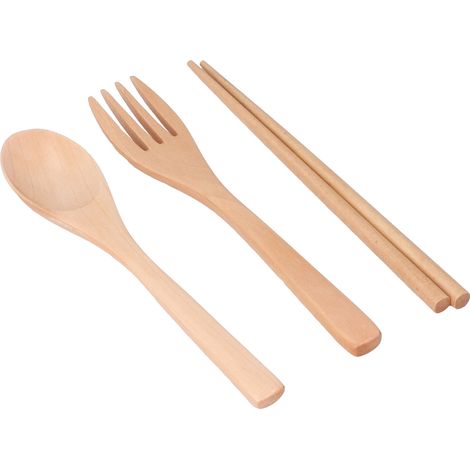 Ensemble de 3 pièces cuillère fourchette baguettes en bois pour voyage maison hôtel