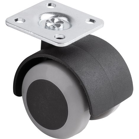 Rueda para muebles con neumático blando, diámetro 40 mm, con placa de montaje gris SANS MARQUE