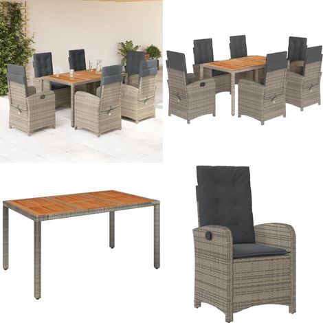 Ensemble à manger de jardin et coussins 7 pcs gris rotin - Chaise de jardin - Table de jardin (1/5)
