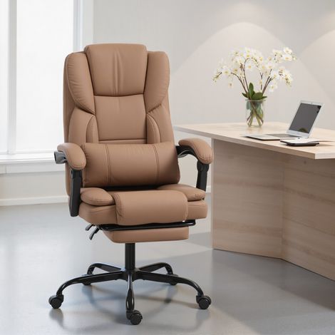 Chaise de bureau ergonomique, chaise de bureau avec dossier inclinable, hauteur réglable, 65 x 67 x 111-119 cm, marron (1/5)