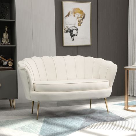 MEUBLIV 2-Sitzer-Sofa 130x77 cm Elfenbein – hohe Rückenlehne, ohne Matratze (1/5)