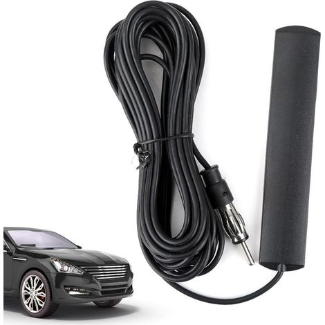 Antenne Autoradio, Antenne Voiture FM Adhésive Universelle pour Voiture, Camion, Jeep, Compatible FM Radio, Amplificateur HD, Lecteur, avec Adaptateur Fiche DIN, Montage sur Pare-Brise, Câble de (1/5)