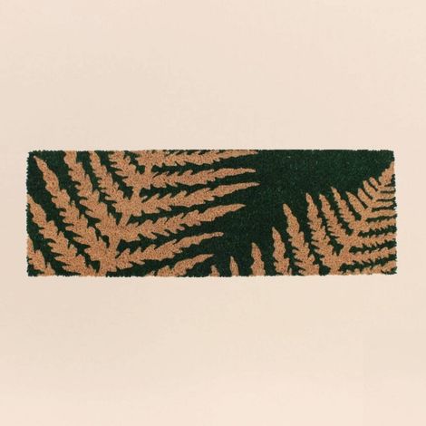 Paillasson de marche coco imprimé fougères vert 25x75cm (1/5)
