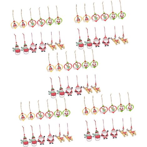 5 Ensembles Pendentif en Bois De Noël Arbre De Noël Lumières Féériques Guirlande Électrique Lumières De Teinte Fausse Neige Pendentifs Muraux De Décors De 12 Pièces 5 (1/5)