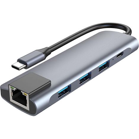 USB-C-Hub, USB-C-auf-USB-3.0-Dockingstation, 1000-Mbit/s-Gigabit-RJ45-Adapter, 87-W-PD-Ladefunktion (1/4)