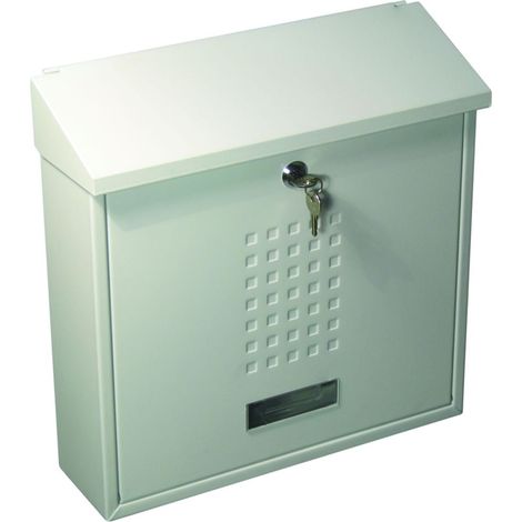 Primaster Briefkasten 360x100x370mm weiß Metall Postkasten inkl 2 Schlüssel