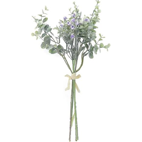 1 bouquet de gypsophile artificielle avec fausses feuilles d'eucalyptus-AquaForge (1/5)