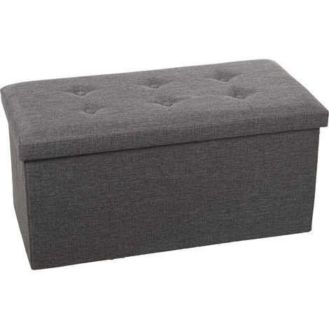 Pouf de rangement pliant en polyester gris foncé 77X38X38 Cm (1/3)