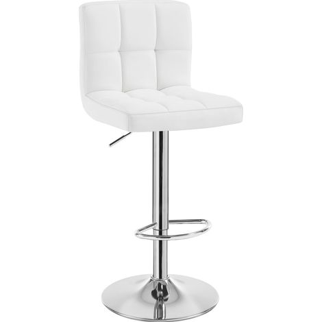 WOLTU Sgabelli Bar in Finta Pelle Set di 1 Sgabelli Cucina Moderni Sgabello Bar Regolabili e Girevole, Bianco