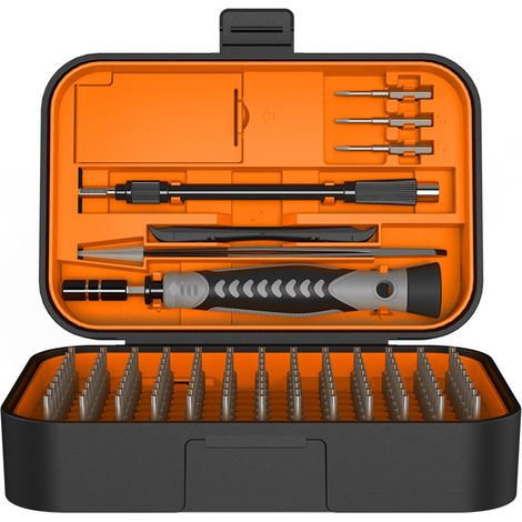 Präzisions-Schraubendreher-Set für Elektronikreparaturen, 130 in 1, 117 Stück, Chrom-Vanadium, rutschfest, rostfrei, orange (1/5)