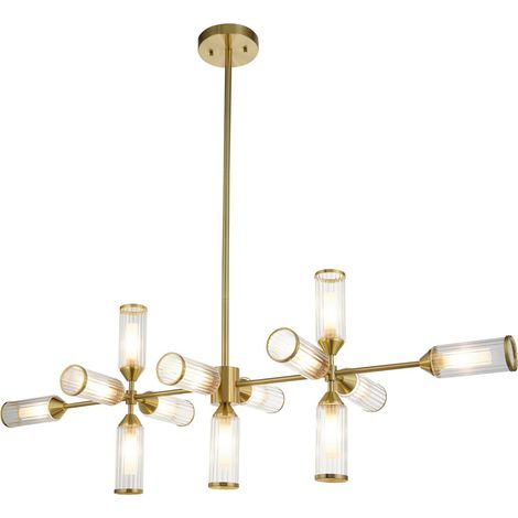 Merano Trieste Plafonnier suspendu de bar, plaque en laiton satiné, transparent, verre dépoli (1/5)