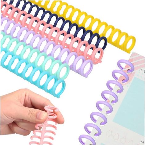 60 anneaux de reliure à 30 trous - Pour 20 feuilles A4 - Pour reliure plastique - Diamètre : 8 mm - Reliure spirale - Idéal pour la création de pages, cahiers, albums, fournitures de bureau et scolair (1/5)