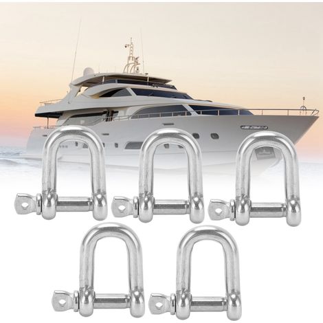 5 Pièces Manille Droite Courte M6 Acier Inoxydable 304 Crochet de Levage pour Bateau et Équipement Nautique