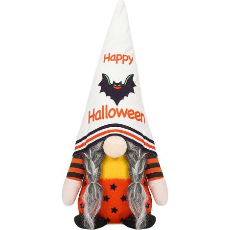 Décorations d'Halloween : Gnome, citrouille, chauve-souris, poupée sans visage (lot de 2), style scandinave (Monsieur et Madame). (1/4)