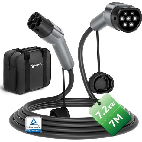 Type 2 Electric Car Charging Cable 7.2kW 32A 7 Metres, Mode 3 Fast Charging Cable, Waterproof IP54 with Storage Bag, Compatible with Audi Volkswagen and More (1/5)