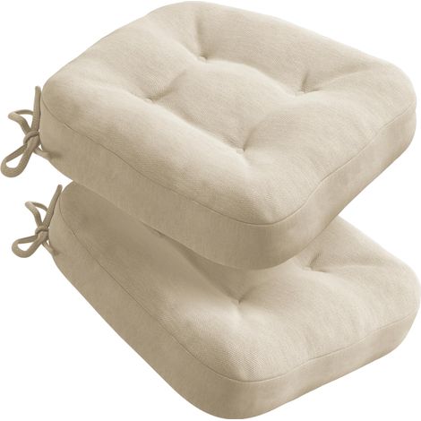 Lot de 2 Coussins d'Assise de 40 x 40 x 8 cm, Extra Épais, Coussins de Chaise Confortables avec Housse Imperméable, Lavables, Antidérapants en Mousse Viscoëlastque pour Chaises, Extérieur (1/5)