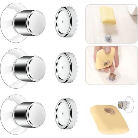 Porte-Savon Magnétique - Non spécifié - Lot de 3 - Ventouse Robuste - Sans Perçage - Salle de Bain (1/4)