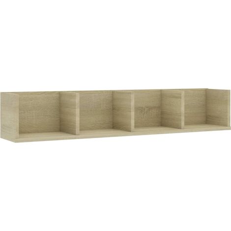Estante de pared para CD contrachapada color roble 100x18x18 cm vidaXL