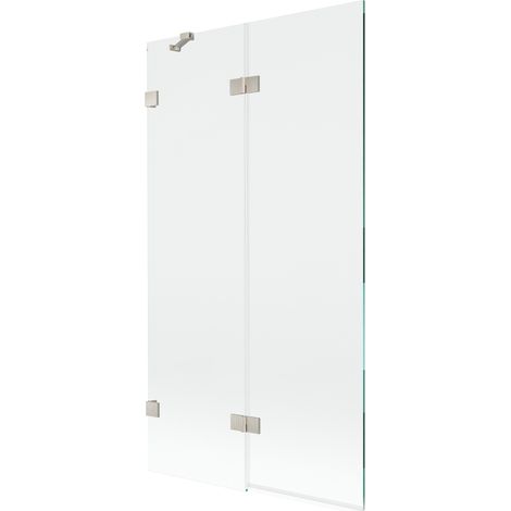 Paroi de baignoire gauche à 2 volets Mexen Lunar 100 x 150 cm, transparent, nickel brossé - 897-100-100-97-00-L (1/5)