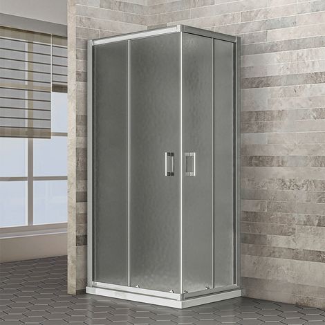 Box doccia angolare cromato H185cm con vetro stampato Ego 2.0 Feridras - 70x70 (1/5)