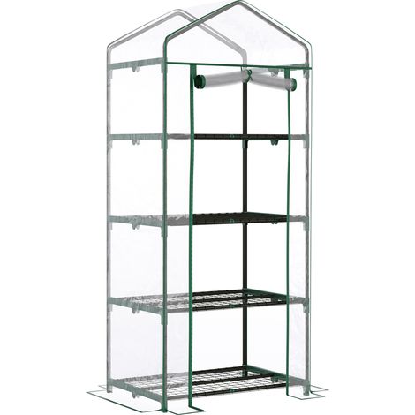 Mini serra per pomodori con 4 ripiani, verde, 70 x 50 x 160 cm (1/4)