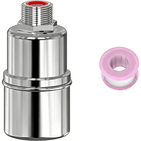Lot de 2 valves à flotteur automatique en acier inoxydable 304, pour réservoir, piscine, bétail, niveau de nivellement, avec ruban d'étanchéité (DN25) (1/5)