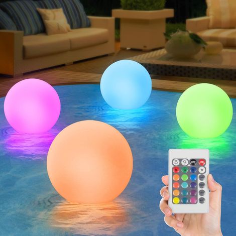 MINKUROW 1pcs luci da esterno per piscina con telecomando, luce a sfera che cambia RGB 16 colori luce galleggiante per laghetto, IP67 impermeabile per piscina 25 cm (1/5)