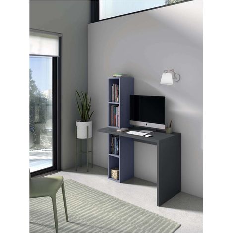 Mesa estudio Mod-Helsinki acabado grafito/azul, 52 x 106 x 149 cm (fondo x ancho x alto) (1/2)
