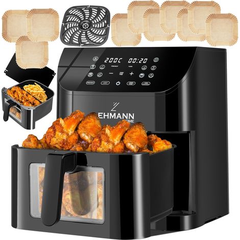 Friteuse sans matières grasses 8L Four à air chaud à double chambre LED