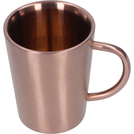 Chope à bière 340 ml, tasse à café et eau, acier inoxydable 304, double paroi, poignée, or rose (1/5)