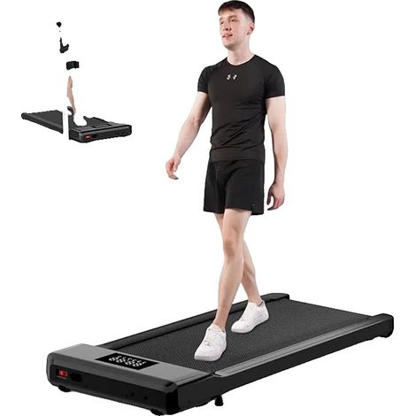 Tapis de course Walking Pad, design compact, fonctionnement silencieux, Noir (1/2)