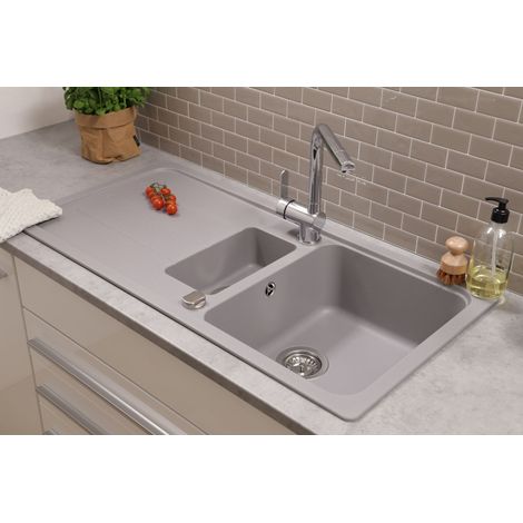 Küchenspüle Einbauspüle Spülbecken Granitspüle 100 x 50 Grau Respekta Austin (1/4)