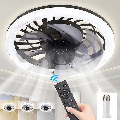 Ventilateurs de plafond avec éclairage intégré, ventilateur sur douille avec télécommande, 3000K-6500K (1/5)
